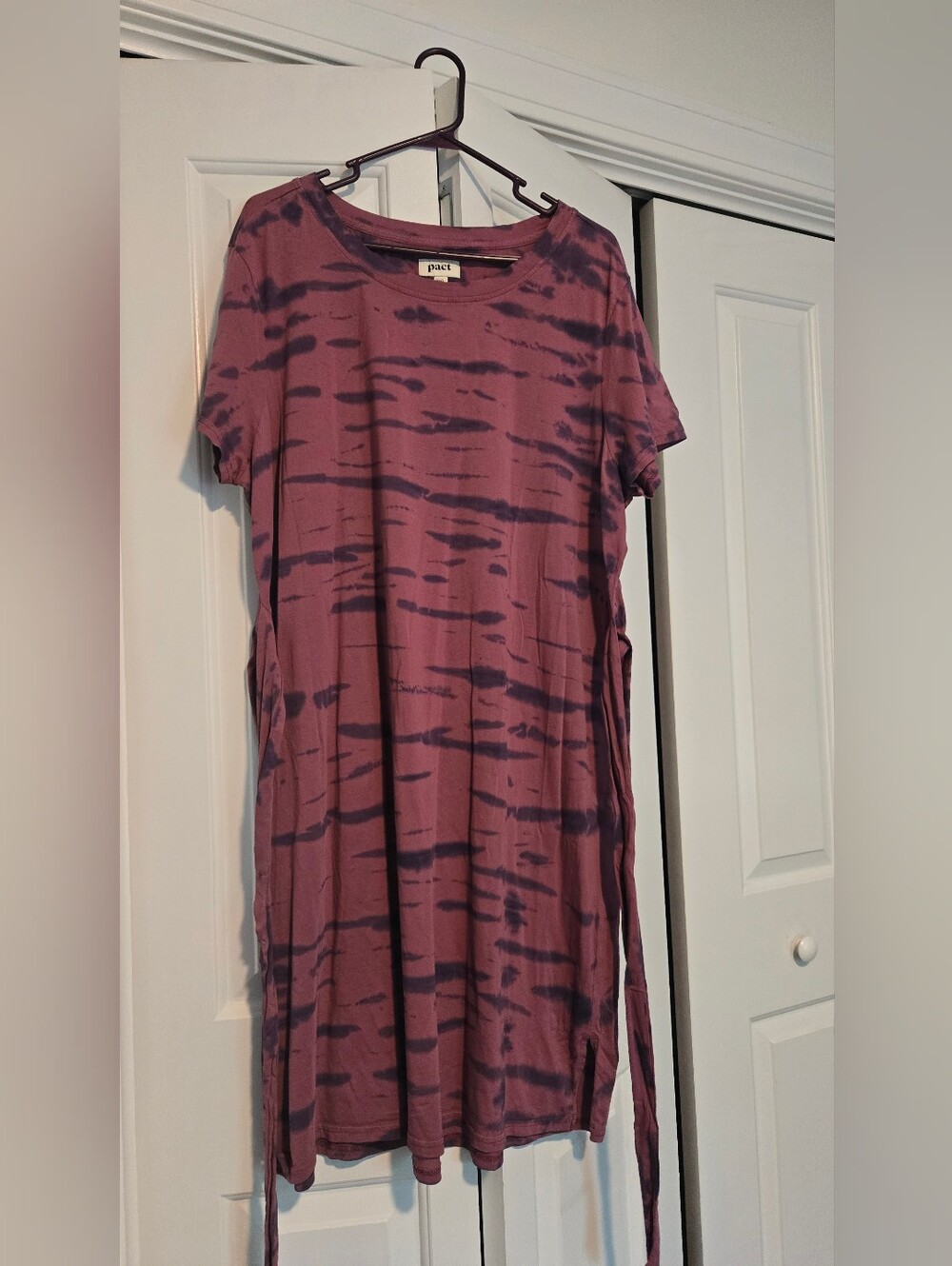 Pact Short Sleeve Tie-Dye T-shirt Dress